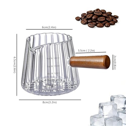 2 PCS Espresso Cups, Ohola 6OZ Espresso Shot Cup, Glass Measuring Cups with V-Shaped Spout, Markings in both oz & ml