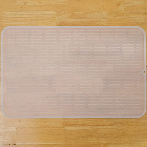 MicoYang Silicone Dish Drying Mat for Multiple Usage,Easy clean,Eco-friendly,Heat-resistant Silicone Mat for Kitchen Counter or Sink,Refrigerator or Drawer Liner Translucent 3XL 28 inches x 18 inches - color: Translucent, size: 28"L x 18"W