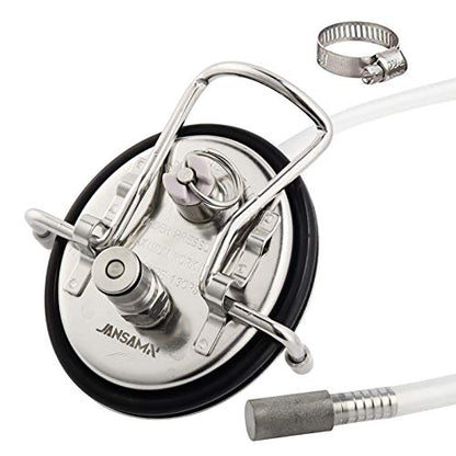Carbonation Lid for Cornelius Corny Kegs with 20" Silicon Tube & 1 Micron Keg Diffusion Stone