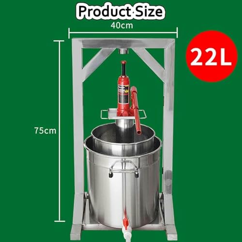 Fruit Press, 12/22/36l Fruit Wine Press, Manual Household Press, Stainless Steel Cider Press with Hydraulics, for Making Cider, Wine and Cider~/ - size: 22L