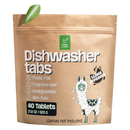 Dish Washing Machine Tablets, Pack of 40 - Fragrance-Free, PVA-Free, Non-Toxic Dishwasher Tablets in Compostable Packaging – Women-Owned Company, Leaping Bunny Certified - size: 40 Count (Pack of 1)