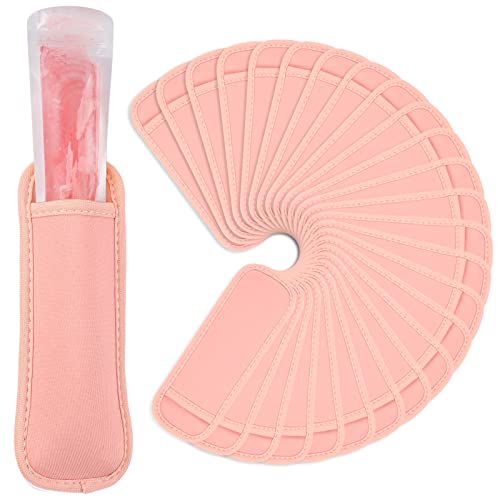 JANYUN Ice Pop Sleeves, 24 Pack Sublimation Blanks Popsicle Holder Reusable Freezer Pop Holders Bags Neoprene Popsicle Holders for Kids Adults Heat Press Transfer - color: Pink