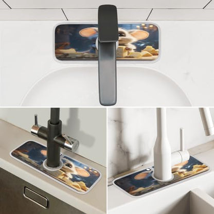 Kitchen Sink Splash Guard Behind Faucet Mat for Kitchen Sink Rat Cheese Super Absorbent Faucet Guard Draining Mat Non-Slip Fast Drying Mat Faucet Handle Drip Catcher