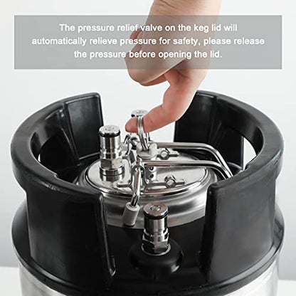 Corny Carbonation Keg Lid, Cornelius Soda Keg Lids for Quick Forced Carbonation, Ball Lock Keg Lid with Diffusion Stone, Pressure Relief Valve, Clamp and Tube for Homebrew Beer and Beverage
