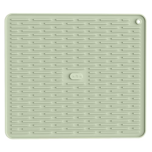 ME.FAN Silicone Dish Drying Mat for Kitchen Counter, Dish Drying Pad for Sink, Refrigerator or Drawer, Countertop Protection Pad L - 18''×16'' - Desert Sage - size: 16" x 18"