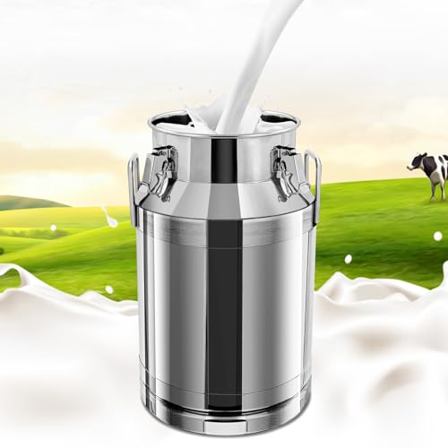 40L/10.56 Gallon 201 Stainless Steel Milk Can Wine Pail Bucket Tote Jug Liquid Storage Pail with Lid and Commercial Fermentation Barrel Heavy Duty Liquid Storage Kitchen Container