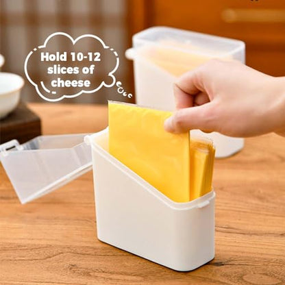 Sliced Cheese Container for Fridge, 2/4 PCS Cheese Storage Box with Flip Lid Plastic Cheese Keeper Cheese Saver Holder (4pcs) - size: 4pcs