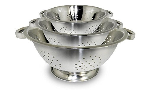 ExcelSteel Colander Set Stainless Steel | Nesting Design | Mirror Polished | Oversized Handles | 1-4 Quart, Set of 3 - size: 1 QT/2.5 QT/4 QT