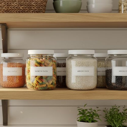Half Gallon Glass Jars with Lids, 4 Pcs 64 oz Extra Wide Mouth Glass Storage Jars, Plastic Lids with Silicone Rings, for Pantry Organization, Fermentation, Pickling, Dry Food, Flour, Rice