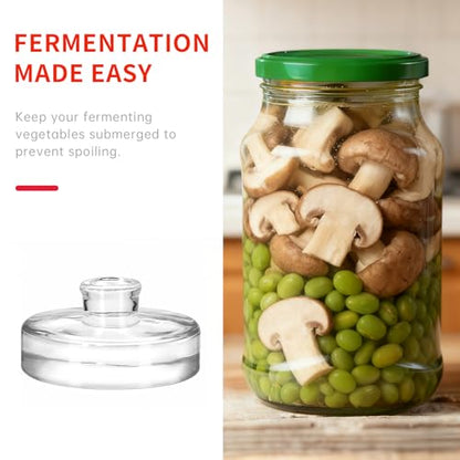 2Pcs Fermentation Glass Weights for Wide Mouth Jars - Pickle Bottles with Sealing Lids for Efficient Fermenting - Durable, Transparent Fermenting Lids and Weights for Sauerkraut (C Cylinder) - size: C Cylinder