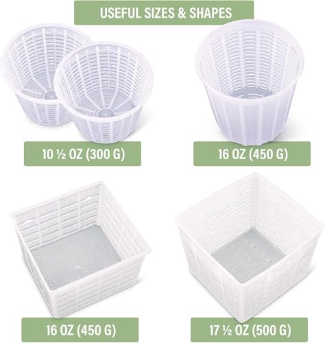 Cheesemaking Molds - Ricotta Cheese Draining Baskets for Home Cheese making Made in Italy - size: Set of 5