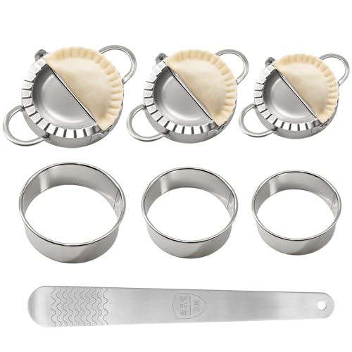 3-in-1 Dumpling & Empanada Maker Set - 3.74"/5"/6" with Cutters & Scoop | 304 stainless steel, rust-proof & durable. Multi-cuisine: dumplings, empanadas, pierogies. No skills needed. Dishwasher safe. - size: large