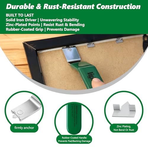 Magnetic Glazier Driver Push Tool (2-Pack) for Picture Frame Hardware with 200pcs Glazing Points | Kit for Window Glass Framing Backing Clips