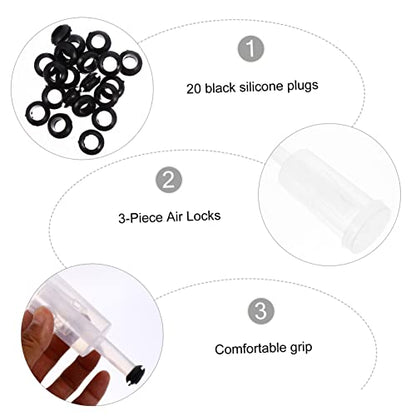 Three-piece One-way Brewing Stopper Reusable Silicone Stoppers for Wine Preservation and Fermentation Air Locks Black Silicone