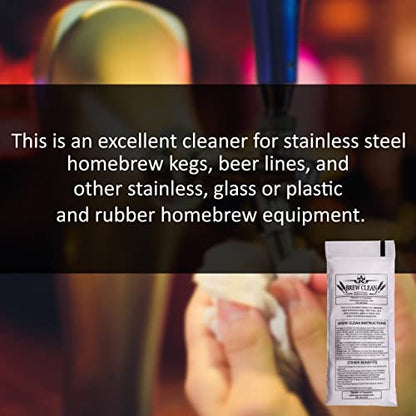 Kegconnection Brew Clean 1 lb - Kegerator Beer Line Cleaning Powder | 30+ uses. Easy and safe to use. Homebrew kegs and brewing equipment accessories cleaner.
