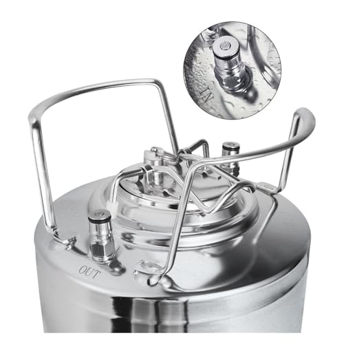 10L Cornelius Keg Kit,Stainless Steel Brewery Beer Keg Barrel Beverage Container with Beer Tap,Co2 Regulator & 0.6L Soda Bottle