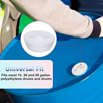 Bung Caps 2'' Fine and Coarse Thread with Gasket Poly Buttress Drum Bung Hole Cap for Most 15, 30 and 55 Gallon Plastic Drum (16 Pack)