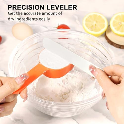 Stackable 10-Piece Measuring Cups and Spoons Set with White Lids | Kitchen gadgets for cooking & baking. Includes 10 stackable cups & spoons. Dishwasher-safe. For liquid & dry, multicolor - color: 10 Piece - Yellow and White