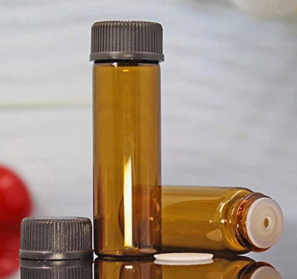 50Pack Set 5ML Amber Glass Bottle with Orifice Reducer and Cap Small Essential Oil Vials (5ML) - size: 5ML