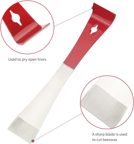 Steel Hive Tool Stainless Steel Hive Scraper Tools Beekeeper Tool for Prying Bee Hives Apart Lifting Frames and Bent Edge (2Pcs) - size: 2Pcs