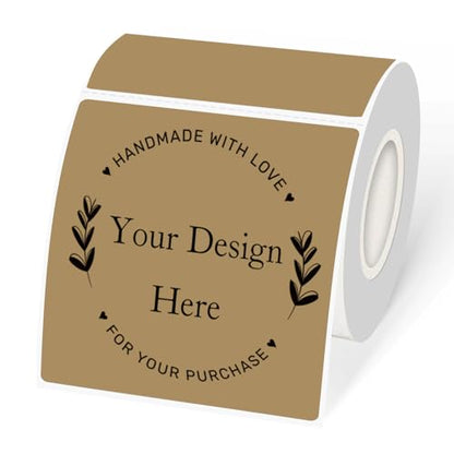 Square Thermal Labels Stickers 3"x3", Brown Square Direct Thermal Labels Stickers, Perforation Line Design- 300 Sheets - color: Brown, size: Square 3'' X 3''