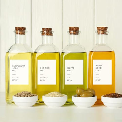 250 White Spice Labels by ThreeKin | Waterproof & Oil-Resistant Pre-Printed Stickers for Spice Jars | Durable, BPA-Free Seasoning Labels | Easy-Clean, No-Residue Design | Proudly Female & USA Owned - color: White