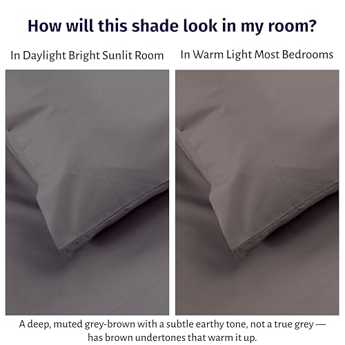California Design Den Queen Size Sheet Set - Certified 100% Egyptian Cotton Queen Size Percale Sheets with Deep Pockets, Lightweight, Crisp, Durable Luxury Bedding Set - Grey - color: Grey, size: Queen