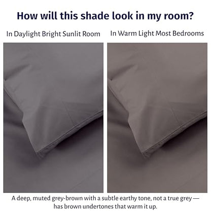 California Design Den Queen Size Sheet Set - Certified 100% Egyptian Cotton Queen Size Percale Sheets with Deep Pockets, Lightweight, Crisp, Durable Luxury Bedding Set - Grey - color: Grey, size: Queen