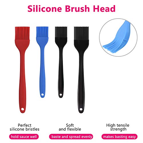 Hhyn Silicone Basting Pastry Brush Set 4 Pack Heat Resistant Spread Oil Butter Sauce for BBQ Grill Barbeque Kitchen Baking Cooking Pastries, 2 Large & 2 Small Multicolor - color: 4 Pcs Multicolor