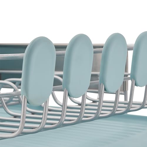 KitchenAid Compact Space Saving Rust Resistant Dish Rack with Removable Flatware Caddy and Angled Self Draining Drainboard, 12.63 x 15.87 x 5.54 Inch, Mineral Water - color: Mineral Water, size: Compact