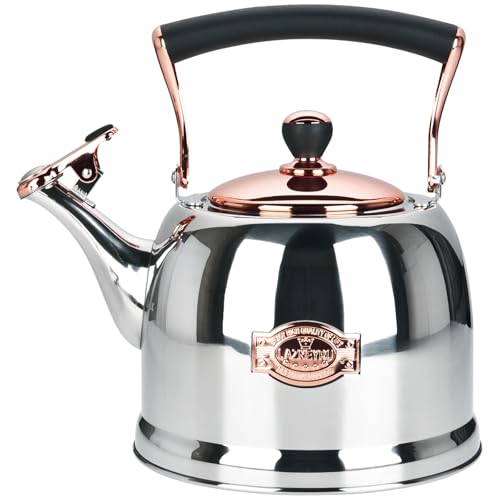 Tea Kettle Stainless Steel Teapot, Stainless Steel Teakettle for Stove Top with Heat Proof Ergonomic Handle 3.0 Quart - color: Gold, size: 3 Quarts