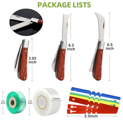 Garden Grafting Knife, Curved & Straight Garden Knife Blade, Tree Grafting Kits Including Grafting Tapes Plant Labels for Plant Branch Vine Fruit Tree Cutting - style: Garden Knife