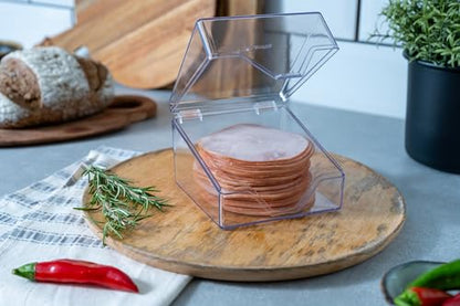 Pikanty Mini Deli Meat Container for Refrigerator - Small Airtight Keeper for Salami, Pepperoni, Prosciutto, Charcuterie & Sliced Cheese, Fits Fridge Door, Hinged Lid, Dishwasher Safe, Made in USA - style: Mini Deli Keeper