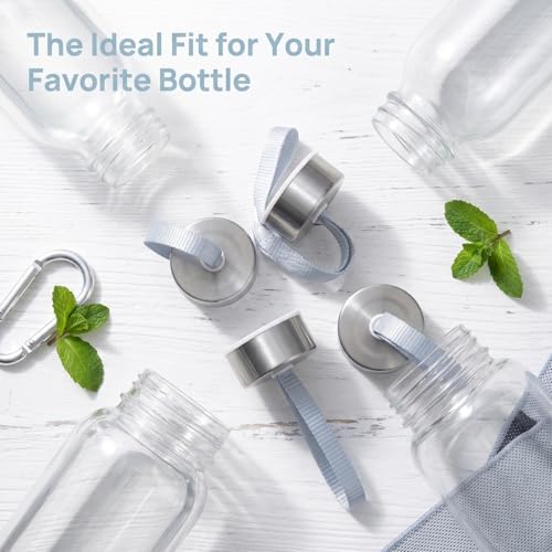BESPORTBLE Water Bottle Replacement Caps: 20 PCS 1.5in Metal Screw Lids with Rope for Reusable Glass Bottles Leakproof Universal Seals Sports Drink Jugs Mouth Plugs