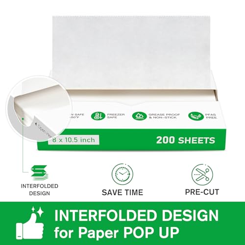 EcoDispose 2000 Count 8" x 10-1/2" Precut Pop Up Deli Paper Sheets, Interfolded Heavy Duty Oil-Resistant White Paper for Bakery, Food Wrap, Serving, Oven, Air Fryer & Microwave - color: White, size: 8"x10.5"inch