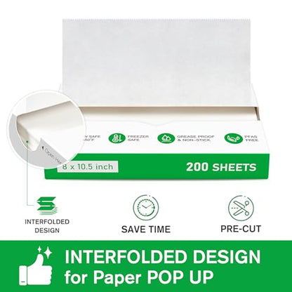 EcoDispose 2000 Count 8" x 10-1/2" Precut Pop Up Deli Paper Sheets, Interfolded Heavy Duty Oil-Resistant White Paper for Bakery, Food Wrap, Serving, Oven, Air Fryer & Microwave - color: White, size: 8"x10.5"inch