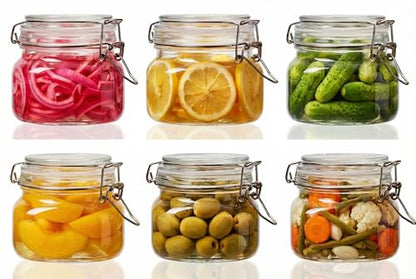 17oz - 6 Pack Square Glass Jars with Airtight Lid, Wide Mouth Mason Jars with Clamp Lids, Air Tight Glass Canisters, Best Food Storage Containers for Cereal, Pasta, Rice, Sugar, Coffee, Spice - color: Square-17OZ Set- 6 Pack