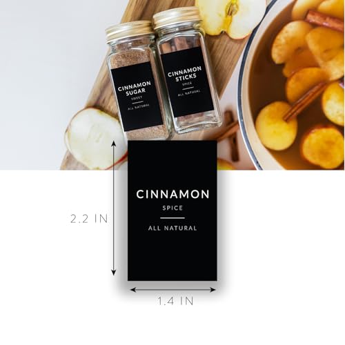 Black Spice Labels for Glass Jars, 148 Spice Jar Labels Stickers Preprinted Waterproof, Rectangle Herb Seasoning Stickers Containers Kitchen Pantry Organization - style: Black Rectangle Spice Labels