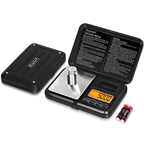 Fuzion Digital Pocket Scale 200g/0.01g, Scale Gram with LCD Display, Tare and PCS, Mini Digital Scale with 50g Calibration Weight for Jewelry, Coins, Powder, Herbs, Spices (Battery Included) - color: Black, size: 200/0.01g