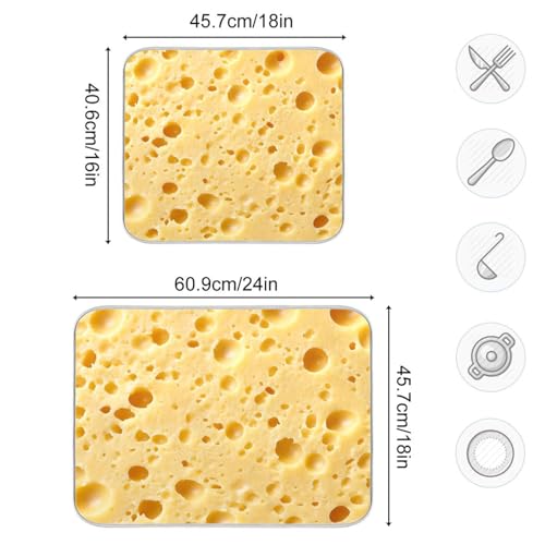 Yellow Cheese Texture Dish mat Counter mats for Kitchen 18 x 24 tapete para cocina
