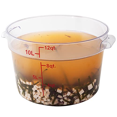Restaurantware Met Lux 12 Quart Food Storage Container, 1 Round Commercial Storage Container - Lid Sold Separately, With Volume Markers, Clear Plastic Food Prep Bucket, Space-Saving Storage - size: 12 qt, style: 1 Count