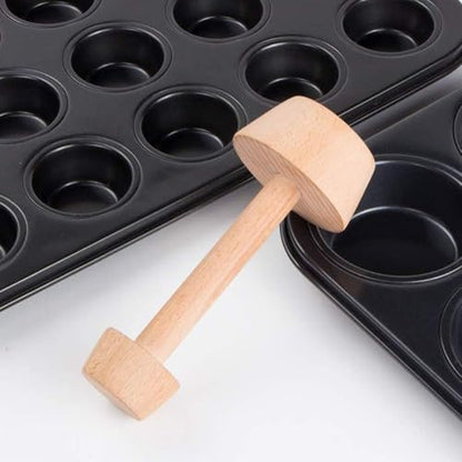 Wooden Tart Tamper, Double Side Pie Pastry Dough Tamper, Egg Tart Pan Mold DIY Cake Pastry Baking Tool for Mini Egg Tart, Cheesecakes, Pasta and Dessert Baking