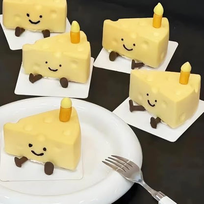 3D Cheese Silicone Baking Molds for Mousse Cake, 8-Cavity Chocolate Pan for French Dessert Pudding Ice Cream Candle - color: White-R0007