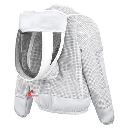 3 Layer Bee Jacket with Fencing Veil and One Pair of Gloves Beekeeping Jacket for Beginer and Professional Fully Protective Jacket Sting Proof Bee Jacket Ventilated Beekeeper Jacket (White, X-Large) - color: White, size: X-Large