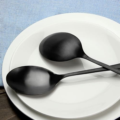 Large Serving Spoons, Matte Black Stainless Steel Serving Spoon 2 Pcs | 9.8Inch-Catering Spoons Solid Serving Utensils Big Serving Utensil for Buffet, Parties, Catering - color: 2Pcs-Black Large Serving Spoons