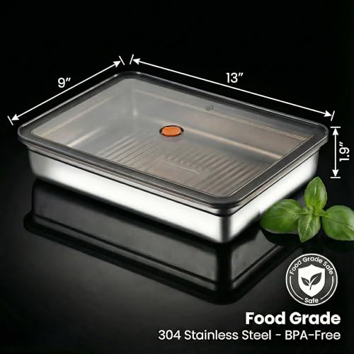 Stainless Steel Food Storage Containers, Silver, Airtight with Vacuum Seal, Stackable Rectangular, 3-Piece Set, BPA-Free Lids, for Meal Prep and Leftovers Storage(Shallow- 1.9'' Height) - color: Black - 1.9'' Height