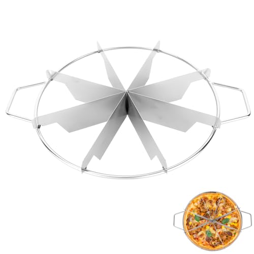 8-Slice Cake Cutter Press, Stainless Steel Round Pie Divider with Side Handles Pie & Cheesecake Slicer Marker Pizza Cutting Baking Tool for Uniform Portions Bakeries and Home Use - style: 8-grid cake cutter
