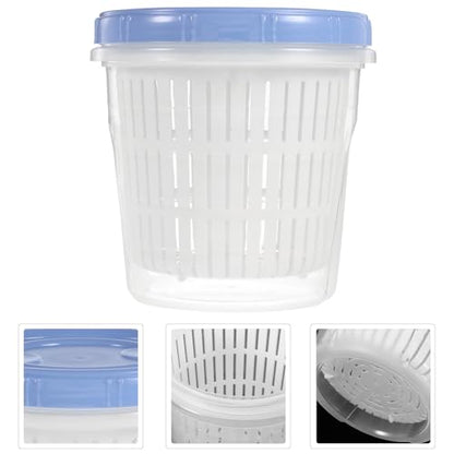 COHEALI Pickle Storage Container with Strainer Insert 1250Ml Blue Plastic Food Jar Airtight Pickle Keeper Lifter for Kimchi and Olive Storage Kitchen Use