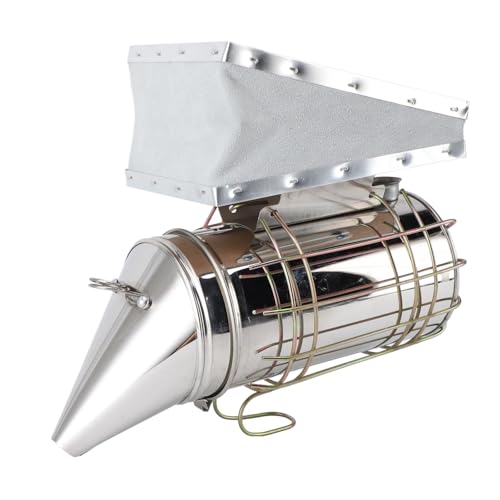 Stainless Steel Bee Smoker for Beekeeping with Heat, Lightweight Beekeeper Tool, Solid Wood, Stable Smoke, Easy to Carry, Calm Bees, Avoid Attacks, Excellent Airflow (Gold) - color: Gold