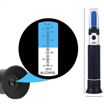 Alcohol Refractometer of 0~80% v/v Volume Percent Scale Range, Alcohol Refractometer for Spirit Alcohol Volume Percent Measuring in Alcohol Liquor Production, Distilled Beverages